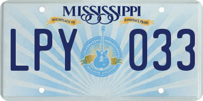 MS license plate LPY033