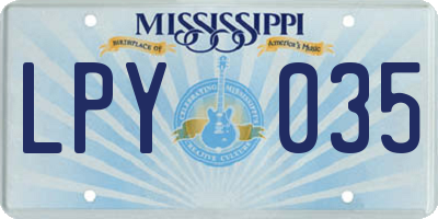 MS license plate LPY035