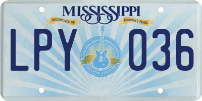 MS license plate LPY036
