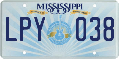 MS license plate LPY038