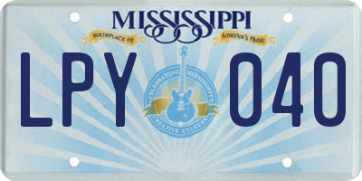 MS license plate LPY040