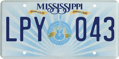 MS license plate LPY043