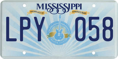 MS license plate LPY058