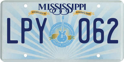 MS license plate LPY062