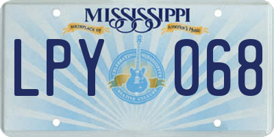 MS license plate LPY068