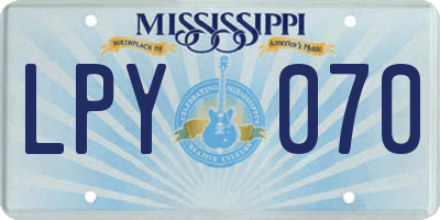 MS license plate LPY070