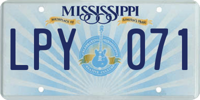 MS license plate LPY071