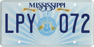MS license plate LPY072