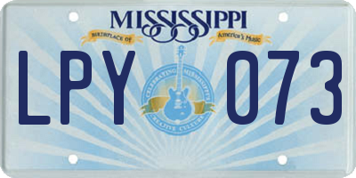 MS license plate LPY073