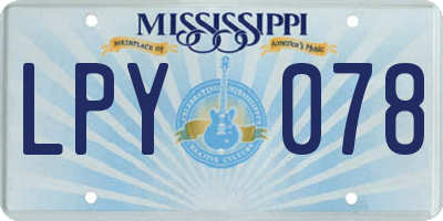 MS license plate LPY078