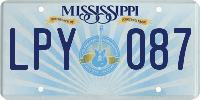 MS license plate LPY087