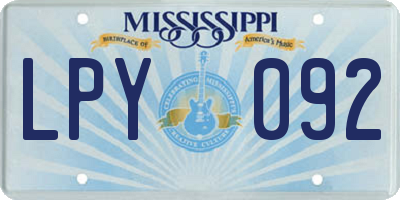 MS license plate LPY092
