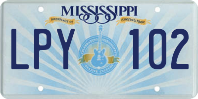 MS license plate LPY102