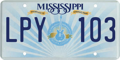 MS license plate LPY103