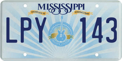 MS license plate LPY143