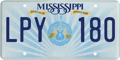 MS license plate LPY180
