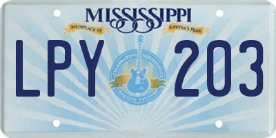 MS license plate LPY203