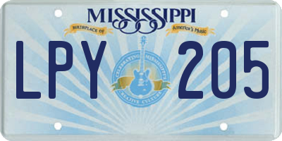 MS license plate LPY205