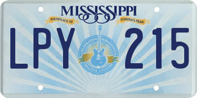 MS license plate LPY215