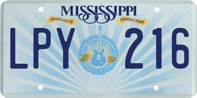 MS license plate LPY216