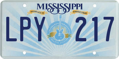 MS license plate LPY217