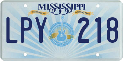 MS license plate LPY218