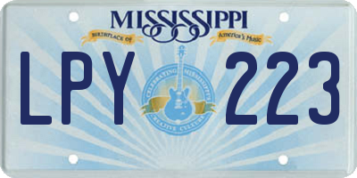 MS license plate LPY223