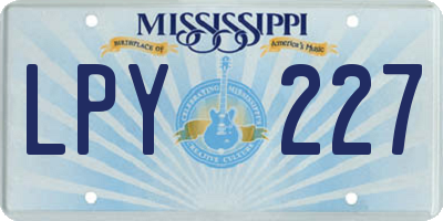 MS license plate LPY227
