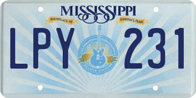 MS license plate LPY231