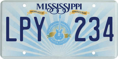 MS license plate LPY234
