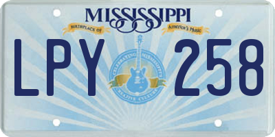 MS license plate LPY258