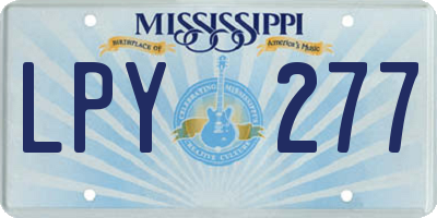 MS license plate LPY277