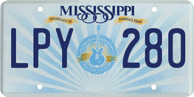 MS license plate LPY280