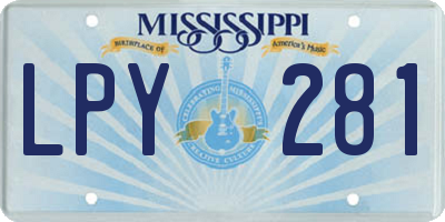 MS license plate LPY281