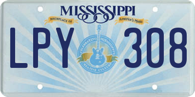 MS license plate LPY308