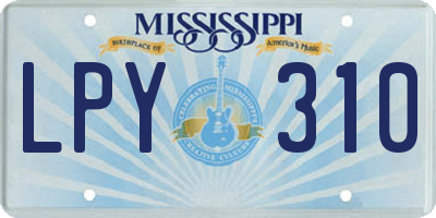 MS license plate LPY310