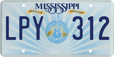 MS license plate LPY312