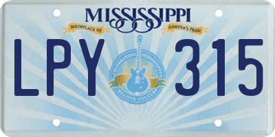 MS license plate LPY315