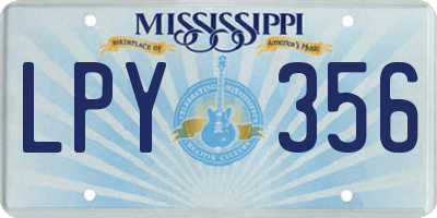 MS license plate LPY356