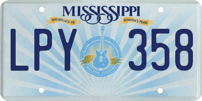MS license plate LPY358