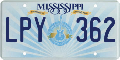 MS license plate LPY362