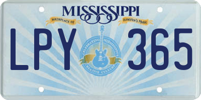 MS license plate LPY365