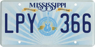 MS license plate LPY366