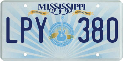 MS license plate LPY380