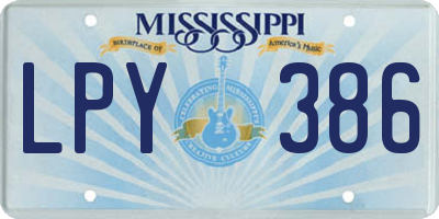 MS license plate LPY386