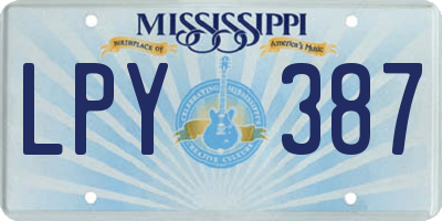 MS license plate LPY387