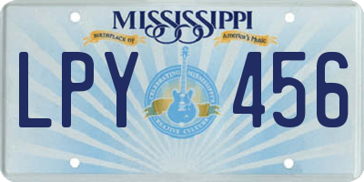 MS license plate LPY456