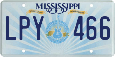 MS license plate LPY466