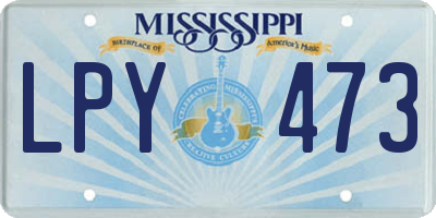 MS license plate LPY473