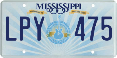 MS license plate LPY475